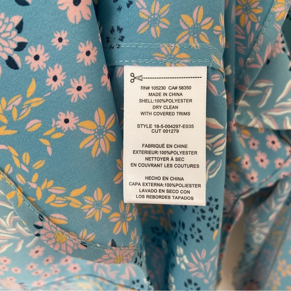 Equipment Femme Signature Button Up Long Sleeve Shirt Blue Satin Floral Medium - Picture 6 of 9